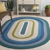 image:imageSAFAVIEH Washable Rug Outdoor Braided Collection  6 x 9 Oval Navy amp Green Handmade amp Reversible NonShedding amp Easy to Clean Ideal for Patio Backyard Mudroom BRD323NNavyGreen