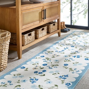 image:imageMartha Stewart x SAFAVIEH Machine Washable Area Rug Collection  5 x 8 Ivory amp Light Blue Slip Resistant amp Easy Cleaning Ideal for Ideal for Living Room Bedroom Dining Space MSRW198AIvoryLight Blue