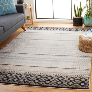 image:imageSAFAVIEH Adirondack Collection Area Rug  4 x 6 Ivory amp Blue Grey Boho Design NonShedding amp Easy Care Ideal for High Traffic Areas in Living Room Bedroom Dining ADR293M4IvoryBlue Grey