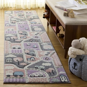 image:imageSAFAVIEH Area Rug 8x10  Carousel Kids Collection  Large  Brown amp Beige NonShedding amp Easy Cleaning Ideal for Boys amp Girls in Playroom Nursery Bedroom CRK193TGreyPink
