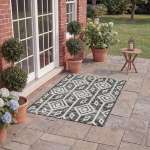 image:imageSAFAVIEH Courtyard Collection 8 x 10 Black  Grey CY8662 Indoor Outdoor Waterproof Easy Cleaning Patio Backyard Mudroom Area RugBlackGrey