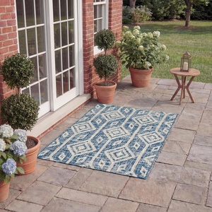 image:imageSAFAVIEH Courtyard Collection 8 x 10 Black  Grey CY8662 Indoor Outdoor Waterproof Easy Cleaning Patio Backyard Mudroom Area RugNavyGrey