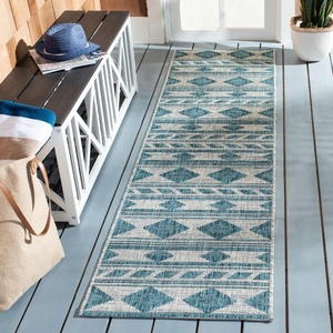 image:imageSAFAVIEH Courtyard Collection 8 x 11 Navy  Aqua CY8529 Indoor Outdoor Waterproof Easy Cleaning Patio Backyard Mudroom Area RugGreyTeal