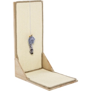 image:imageSAFAVIEH Home Collection  Sisal Cat Scratch Toy Play amp Scratch Board with Hanging Plush Mouse CAT572ANaturalIvory