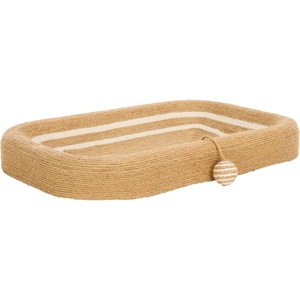 image:imageSAFAVIEH Home Collection Cat Scratch Bed Natural amp Ivory Jute Bed Square Pet Lounger with Builtin ToyNaturalIvory