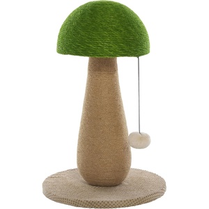 image:imageSAFAVIEH Home Collection Cat Scratch Tree Post Natural amp Green Jute with Hanging Ball Toy