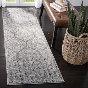 image:imageSAFAVIEH Madison Collection 9 x 12 Navy Blue MAD604N Glam Ogee Trellis Distressed NonShedding Living Room Bedroom Dining Home Office Area RugGreyIvory