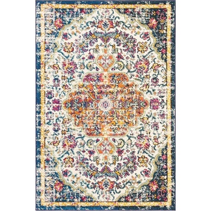 image:imageSAFAVIEH Madison Collection Area Rug  9 x 12 Grey amp Light Blue Boho Chic Medallion Distressed Design NonShedding amp Easy Care Ideal for High Traffic Areas in Living Room Bedroom MAD447FIvoryOrange