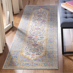image:imageSAFAVIEH Madison Collection Area Rug  9 x 12 Light Grey amp Fuchsia Boho Chic Distressed Design NonShedding amp Easy Care Ideal for High Traffic Areas in Living Room Bedroom MAD122GLight GreyFuchsia