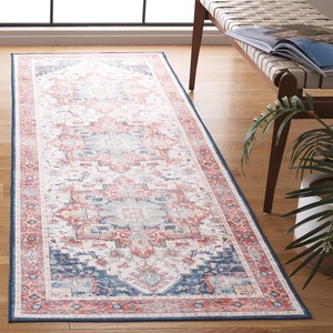 image:imageSAFAVIEH Washable Rug Arizona Collection  8 x 10 Rust amp Dark Blue Slip Resistant amp Easy to Clean Ideal for Living Room Bedroom Home Office Dining Space ARZ523PRustDark Blue