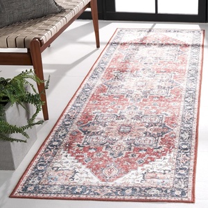 image:imageSAFAVIEH Washable Rug Arizona Collection  8 x 10 Rust amp Dark Blue Slip Resistant amp Easy to Clean Ideal for Living Room Bedroom Home Office Dining Space ARZ523PBrownBlue