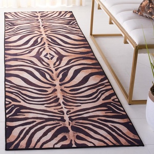image:imageSAFAVIEH Washable Rug Faux Hide Collection  5 x 8 Light Orange amp Black Slip Resistant Tiger Print Pattern Ideal for Living Room Bedroom Home Office Dining Space FAH547PLight OrangeBlack