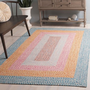 image:imageSAFAVIEH Washable Rug Outdoor Braided Collection  5 Round Aqua amp Pink Handmade amp Reversible NonShedding amp Easy to Clean Ideal for Patio Backyard Mudroom BRD318JAquaPink