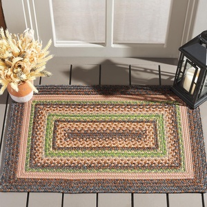 image:imageSAFAVIEH Washable Rug Outdoor Braided Collection  5 x 8 Oval Tan amp Multi Handmade amp Reversible NonShedding amp Easy to Clean Ideal for Patio Backyard Mudroom BRD314ABrownGreen