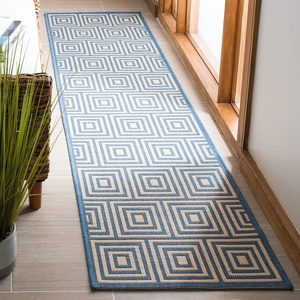 image:imageSAFAVIEH Washable Rug Outdoor Linden Collection  4 x 6 Red amp Cream NonShedding amp Easy to Clean Ideal for Patio Backyard Mudroom LND173QCreamBlue