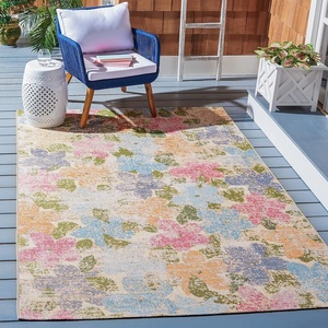 image:imageSAFAVIEH Washable Rug Outdoor Summer Collection  53 x 76 Blue amp Pink NonShedding amp Easy to Clean Ideal for Patio Backyard Mudroom SMR410MBluePink