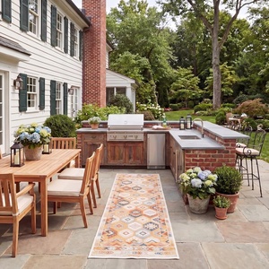 image:imageSAFAVIEH Washable Rug Outdoor Sunrise Collection  8 x 10 Ivory amp Grey Black NonShedding amp Easy to Clean Ideal for Patio Backyard Mudroom SUN630AGoldRust Blue