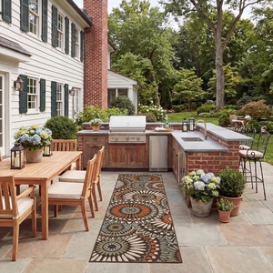 image:imageSAFAVIEH Washable Rug Outdoor Veranda Collection  53 x 77 Cream amp Green NonShedding amp Easy to Clean Ideal for Patio Backyard Mudroom VER0910614ChocolateTerracotta