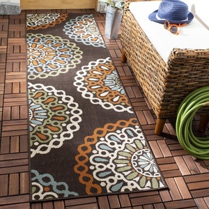 image:imageSAFAVIEH Washable Rug Outdoor Veranda Collection  8 x 10 Cream amp Blue NonShedding amp Easy to Clean Ideal for Patio Backyard Mudroom VER0920615ChocolateTerracotta