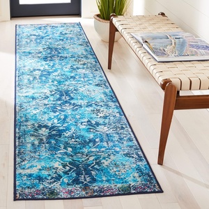 image:imageSAFAVIEH Washable Rug Riviera Collection  9 x 12 Orange amp Light Blue Slip Resistant amp Easy to Clean Ideal for Living Room Bedroom Office Kids Playroom Dining Space RIV117PNavyLight Blue