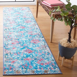 image:imageSAFAVIEH Washable Rug Riviera Collection  9 x 12 Orange amp Light Blue Slip Resistant amp Easy to Clean Ideal for Living Room Bedroom Office Kids Playroom Dining Space RIV117PLight BluePink