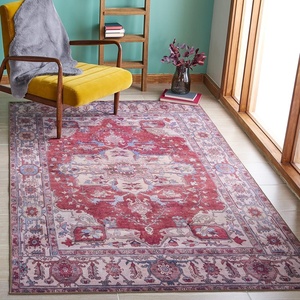 image:imageSAFAVIEH Washable Rug Tucson Collection  8 x 10 Blue amp Rust Slip Resistant amp Easy to Clean Ideal for Living Room Bedroom Dining Space TSN110MBlueRust