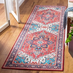 image:imageSAFAVIEH Washable Rug Tucson Collection  8 x 10 Red amp Navy Slip Resistant amp Easy to Clean Ideal for Living Room Bedroom Dining Space TSN101SRedBlue