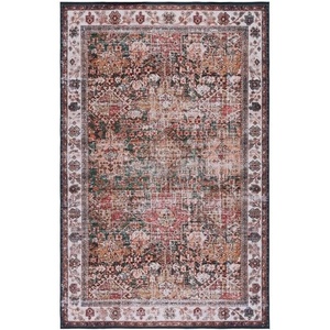 image:imageSAFAVIEH Washable Rug Tucson Collection  8 x 10 Rust amp Green Slip Resistant amp Easy to Clean Ideal for Living Room Bedroom Dining Space TSN114PIvoryGreen