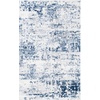 image:imageSAFAVIEH Amelia Collection Area Rug  8 Round Ivory amp Steel Blue NonShedding amp Easy to Clean Ideal for Living Room Bedroom Dining Space ALA700DIvoryNavy