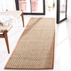 image:imageSAFAVIEH Natural Fiber Collection Area Rug  26 x 4 Natural amp Grey Seagrass Basketweave Pattern with Border NF114PNaturalBrown