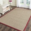 image:imageSAFAVIEH Natural Fiber Collection Area Rug  26 x 4 Natural amp Grey Seagrass Basketweave Pattern with Border NF114PNaturalBurgundy Red