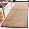 image:imageSAFAVIEH Natural Fiber Collection Area Rug  26 x 4 Natural amp Grey Seagrass Basketweave Pattern with Border NF114PNaturalBurgundy Red