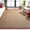 image:imageSAFAVIEH Natural Fiber Collection Area Rug  26 x 4 Natural amp Grey Seagrass Basketweave Pattern with Border NF114PNaturalBurgundy Red