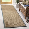 image:imageSAFAVIEH Natural Fiber Collection Area Rug  26 x 4 Natural amp Grey Seagrass Basketweave Pattern with Border NF114PNaturalDusty Teal Blue