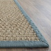 image:imageSAFAVIEH Natural Fiber Collection Area Rug  26 x 4 Natural amp Grey Seagrass Basketweave Pattern with Border NF114PNaturalDusty Teal Blue