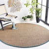 image:imageSAFAVIEH Natural Fiber Collection Area Rug  26 x 4 Natural amp Grey Seagrass Basketweave Pattern with Border NF114PNaturalDusty Teal Blue