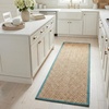 image:imageSAFAVIEH Natural Fiber Collection Area Rug  26 x 4 Natural amp Grey Seagrass Basketweave Pattern with Border NF114PNaturalDusty Teal Blue