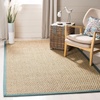 image:imageSAFAVIEH Natural Fiber Collection Area Rug  26 x 4 Natural amp Grey Seagrass Basketweave Pattern with Border NF114PNaturalDusty Teal Blue