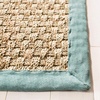 image:imageSAFAVIEH Natural Fiber Collection Area Rug  26 x 4 Natural amp Grey Seagrass Basketweave Pattern with Border NF114PNaturalDusty Teal Blue