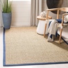 image:imageSAFAVIEH Natural Fiber Collection Area Rug  26 x 4 Natural amp Grey Seagrass Basketweave Pattern with Border NF114PNaturalNavy Blue