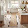 image:imageSAFAVIEH Natural Fiber Collection Area Rug  26 x 4 Natural amp Grey Seagrass Basketweave Pattern with Border NF114PNaturalNavy Blue