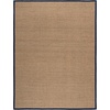 image:imageSAFAVIEH Natural Fiber Collection Area Rug  26 x 4 Natural amp Grey Seagrass Basketweave Pattern with Border NF114PNaturalNavy Blue