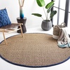image:imageSAFAVIEH Natural Fiber Collection Area Rug  26 x 4 Natural amp Grey Seagrass Basketweave Pattern with Border NF114PNaturalNavy Blue