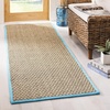 image:imageSAFAVIEH Natural Fiber Collection Area Rug  26 x 4 Natural amp Grey Seagrass Basketweave Pattern with Border NF114PNaturalTurquoise