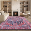 image:imageSAFAVIEH Washable Rug Tucson Collection  8 x 10 Navy amp Red Slip Resistant amp Easy to Clean Ideal for Living Room Bedroom Dining Space TSN121NNavyRed