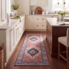 image:imageSAFAVIEH Washable Rug Tucson Collection  8 x 10 Rust amp Blue Slip Resistant amp Easy to Clean Ideal for Living Room Bedroom Dining Space TSN153PRustBlue