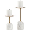 image:imageSAFAVIEH Home Collection  Hara Candle Holder Set of 2 White Marble Base with Gold Metal Stem Modern Decorative Accent RDC4042ASET2WhiteGold