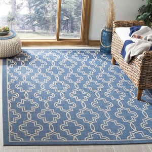 image:imageMartha Stewart x SAFAVIEH Outdoor Area Rug Collection  53 x 77 Blue amp Beige Weather Resistant amp Washable Ideal for Patio Backyard Mudroom Deck Dining Space MSR4274243