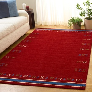 image:imageSAFAVIEH 6x9 Area Rug  Himalaya Collection  Blue amp Rust Handmade Wool Ideal for Living Room Bedroom Dining Space HIM597MRed