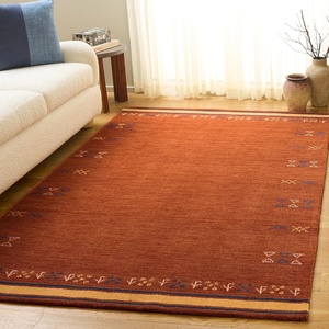image:imageSAFAVIEH 6x9 Area Rug  Himalaya Collection  Blue amp Rust Handmade Wool Ideal for Living Room Bedroom Dining Space HIM597MRust